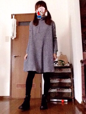 「GU（ジーユー）の（GU）レースアップショートブーツＡ（WOMEN ⁄ シューズ）」を使った、tamaaaaaaさん（レディース・156cm）の秋コーディネート