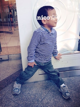 「カーゴパンツ」｜♡niconico♡さん（キッズ・90cm）の秋コーディネート