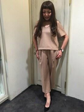 「ダブルクロスパンツ」｜あゆみさん（レディース・163cm）の冬コーディネート