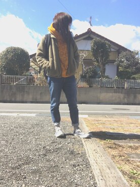 「go slow caravan（ゴースローキャラバン）のアイテム（バックパック/リュック）」を使った、szunzさん（レディース・163cm）の春コーディネート