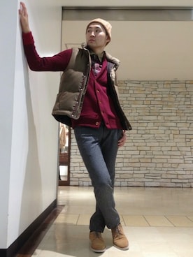 「アイテム（ダウンベスト）」を使った、Jacksonさん（メンズ・176cm）の秋コーディネート