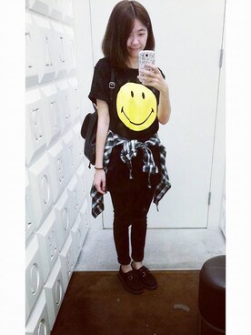 「SMILEY（スマイリー）のアイテム」を使った、Chiii🖤さん（レディース・162cm）の夏コーディネート