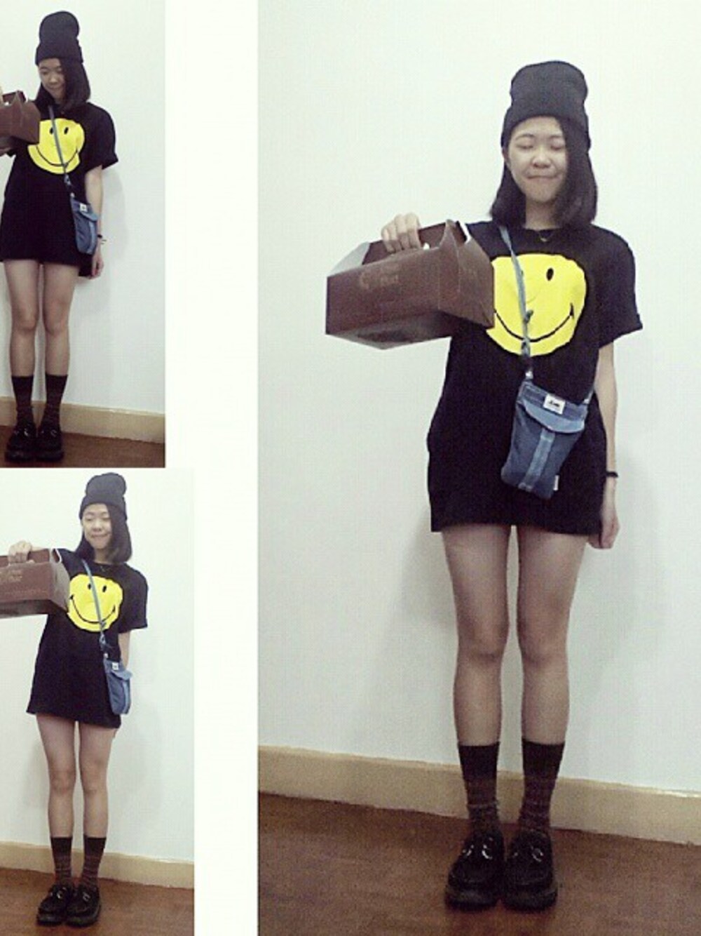 「 Lee、chocoolate、smiley、Cakes」｜「SMILEYの:CHOCOOLATE x SMILEY® （Tシャツ/カットソー、ブラック系）」を使った、Chiii🖤さん（レディース・162cm）の秋コーディネートの1枚目の写真