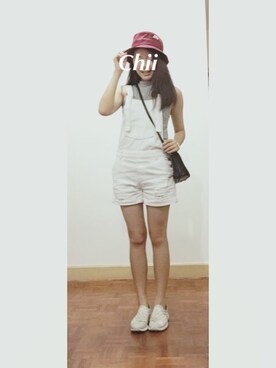 「stradivarius（ストラディバリウス）のアイテム（オールインワン・サロペット）」を使った、Chiii🖤さん（レディース・163cm）の夏コーディネート