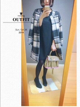 「黒ワンピ」｜「アイテム（ステンカラーコート）」を使った、asacchiさん（レディース・159cm）の秋コーディネート
