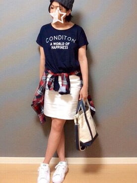 「Born Free（ボーンフリー）のアイテム（帽子）」を使った、asacchiさん（レディース・159cm）の春コーディネート