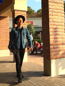 「GLOBAL WORK（グローバルワーク）のフェルトロングブリムハット/705078（ハット）」を使った、よーすけ☻さん（メンズ・173cm）の秋コーディネート