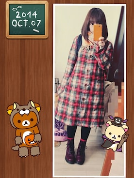 「にゃー」｜「アイテム（その他アウター）」を使った、みはるさん（レディース・152cm）の秋コーディネート
