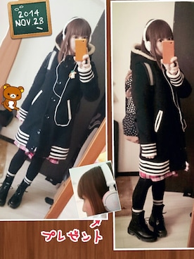 「ヘッドホン」｜「アイテム（スタジャン）」を使った、みはるさん（レディース・152cm）の秋コーディネート