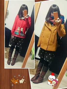 「にゃー」｜「アイテム（ピーコート）」を使った、みはるさん（レディース・152cm）の冬コーディネート
