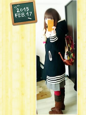 「花柄」｜「アイテム（スタジャン）」を使った、みはるさん（レディース・152cm）の冬コーディネート