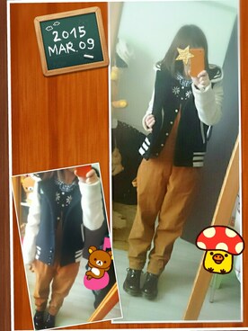 「アイテム（サロペット/オーバーオール、イエロー系）」を使った、みはるさん（レディース・152cm）の春コーディネート