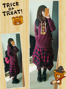 「OSORO（オソロ）のアイテム」を使った、みはるさん（レディース・152cm）の秋コーディネート