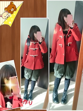 「双子コーデ」｜「アイテム（ダッフルコート）」を使った、みはるさん（レディース・152cm）の秋コーディネート