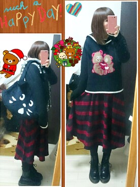 「にゃー」｜「アイテム（その他アウター）」を使った、みはるさん（レディース・152cm）の冬コーディネート