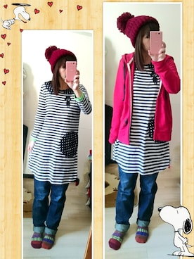 「SNOWPY（スノウピー）のアイテム」を使った、みはるさん（レディース・152cm）の冬コーディネート