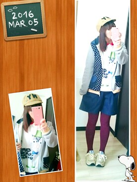 「SNOWPY（スノウピー）のアイテム」を使った、みはるさん（レディース・152cm）の春コーディネート