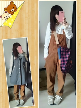 「アイテム（サロペット/オーバーオール、イエロー系）」を使った、みはるさん（レディース・152cm）の春コーディネート