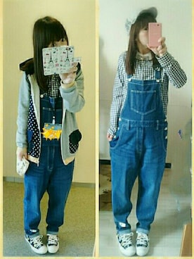 「SNOWPY（スノウピー）のアイテム」を使った、みはるさん（レディース・152cm）の春コーディネート