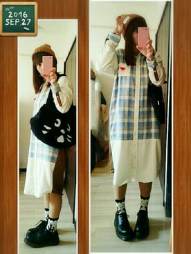 「NIRAME.CO（ニラメッコ）のアイテム（ワンピース/ドレス）」を使った、みはるさん（レディース・152cm）の秋コーディネート