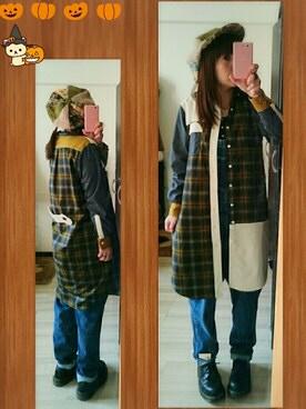「NIRAME.CO（ニラメッコ）のアイテム（シャツワンピース）」を使った、みはるさん（レディース・152cm）の秋コーディネート