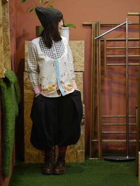 「にらめっこーで」｜「アイテム（ブーツ）」を使った、みはるさん（レディース・152cm）の秋コーディネート