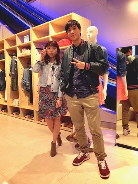 「GAP（ギャップ）のアイテム（デニムジャケット、ブルー系）」を使った、コニさん（レディース）の春コーディネート