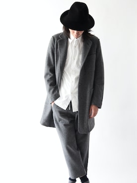 「KIJIMA TAKAYUKI」｜「アイテム（チェスターコート）」を使った、shino1211さん（メンズ・180cm）の秋コーディネート