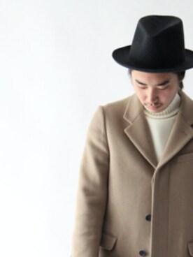 「KIJIMA TAKAYUKI」｜「アイテム（チェスターコート）」を使った、shino1211さん（メンズ・180cm）の秋コーディネート