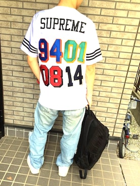 「Supreme （シュプリーム）のアイテム（トップス、ホワイト系）」を使った、Kさん（メンズ・165cm）の夏コーディネート