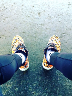 「AIR JORDAN（エアジョーダン）のアイテム（スニーカー、オレンジ系）」を使った、Kさん（メンズ・165cm）の夏コーディネート