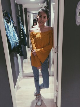 「アイテム（その他トップス、ブラウン系）」を使った、Karenさん（レディース・176cm）の春コーディネート