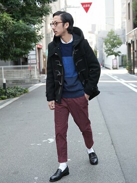 「URBAN RESEARCH（アーバンリサーチ）のアイテム（ダッフルコート）」を使った、UR MENS STAFFさん（メンズ・172cm）の秋コーディネート