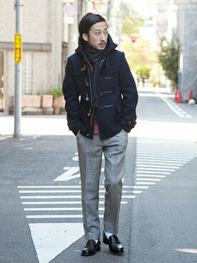 「URBAN RESEARCH（アーバンリサーチ）のアイテム（ダッフルコート）」を使った、UR MENS STAFFさん（メンズ・172cm）の秋コーディネート