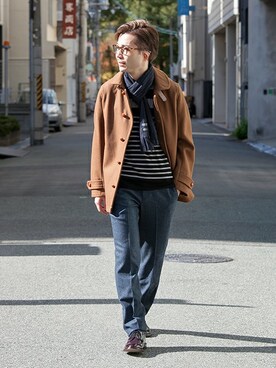 「URBAN RESEARCH（アーバンリサーチ）のアイテム（ピーコート）」を使った、UR MENS STAFFさん（メンズ・172cm）の秋コーディネート