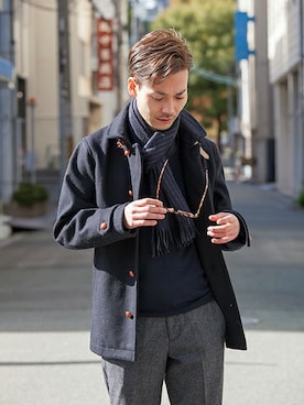 「URBAN RESEARCH（アーバンリサーチ）のアイテム（ピーコート）」を使った、UR MENS STAFFさん（メンズ・172cm）の秋コーディネート