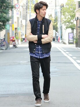 「URBAN RESEARCH（アーバンリサーチ）のアイテム（スタジャン）」を使った、UR MENS STAFFさん（メンズ・180cm）の冬コーディネート