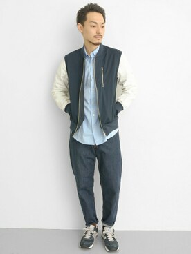 「URBAN RESEARCH（アーバンリサーチ）のアイテム（スタジャン）」を使った、UR MENS STAFFさん（メンズ・178cm）の冬コーディネート