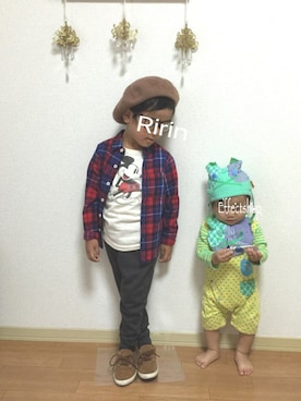 「RAGMART（ラグマート）のアイテム（サロペット/オーバーオール）」を使った、Ririn⚪︎さん（キッズ・100cm）の秋コーディネート