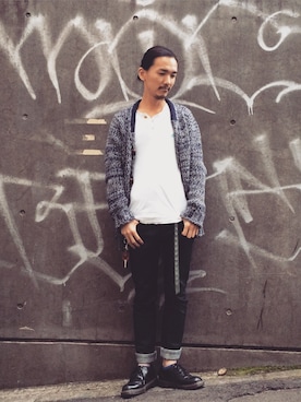 「green（グリーン）のアイテム（パンツ）」を使った、阿部 高宏さん（メンズ・180cm）の冬コーディネート