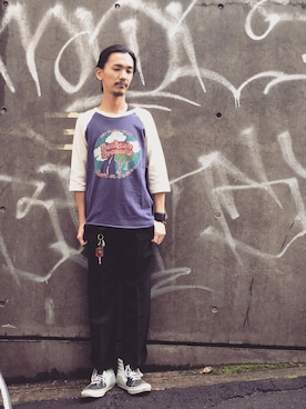 「green（グリーン）のアイテム（パンツ）」を使った、阿部 高宏さん（メンズ・180cm）の冬コーディネート