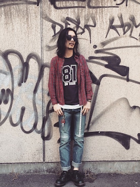 「green（グリーン）のアイテム（パンツ）」を使った、阿部 高宏さん（メンズ・180cm）の冬コーディネート