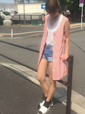 「ショーパン」｜「アイテム（その他アウター）」を使った、MINAIさん（レディース・160cm）の夏コーディネート