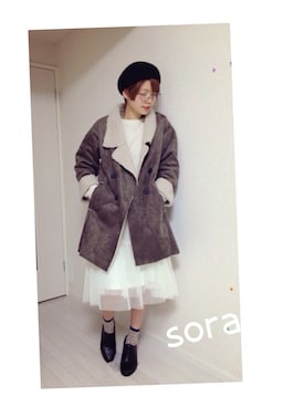 「アイテム（ムートンコート）」を使った、soraさん（レディース・160cm・20代）の冬コーディネート
