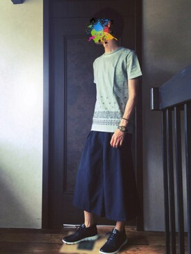 「ECCO（エコー）のアイテム（シューズ）」を使った、胤さん（メンズ・181cm）の夏コーディネート