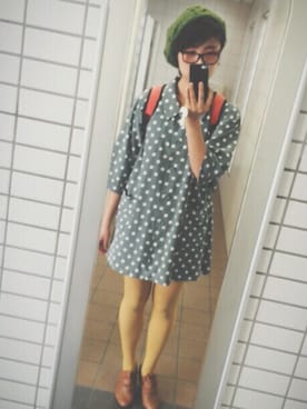 「水玉」｜「アイテム（シャツワンピース）」を使った、たまいゆきさん（レディース・168cm）の秋コーディネート