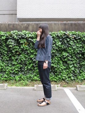 「ロングヘア」｜「アイテム（アナログ腕時計）」を使った、fujioさん（レディース・159cm）の春コーディネート
