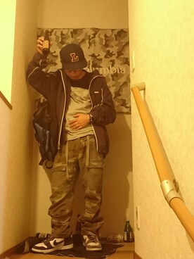 「LRG（エルアールジー）のアイテム（帽子）」を使った、waka (外村茂男)  さん（メンズ・162cm）の秋コーディネート