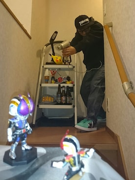 「仮面ライダー部」｜「アイテム（帽子）」を使った、waka (外村茂男)  さん（メンズ・162cm）の秋コーディネート
