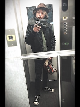 「STARTER（スターター）のアイテム」を使った、ぽんさん（メンズ・175cm）の冬コーディネート